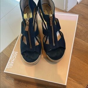 Michael Kors Blue Wedge Sandals Strappy Design